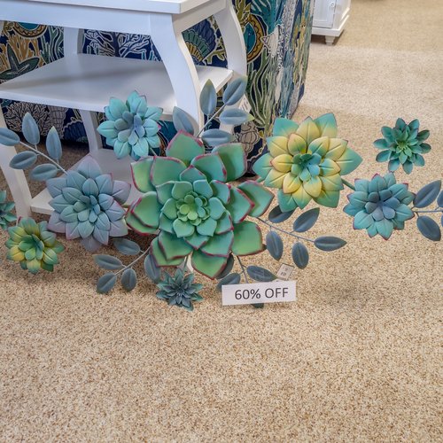 Kitty Hawk Carpets & Furniture Promotions Metal Blue and Green Succulents