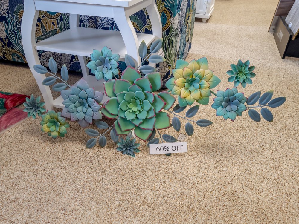 Kitty Hawk Carpets & Furniture Promotions Metal Blue and Green Succulents